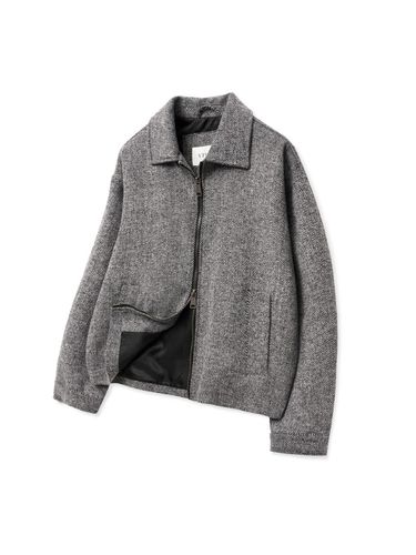 Wool Blend Herringbone Single Jacket_Black - V2 - Modalova