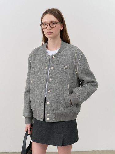 Unisex Wool Varsity Jacket - Melange Grey - Dunst for WOMEN - Modalova