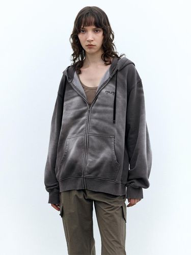 Washed-out oversized fit hooded zip-up - INSILENCE WOMEN - Modalova