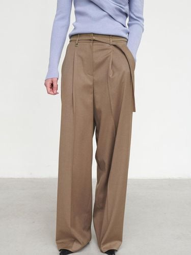 Wool Blended Wide Pants - Khaki Brown - LOEUVRE - Modalova