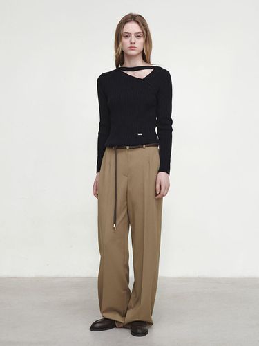 Semi Wide Trousers - Camel - LOEUVRE - Modalova