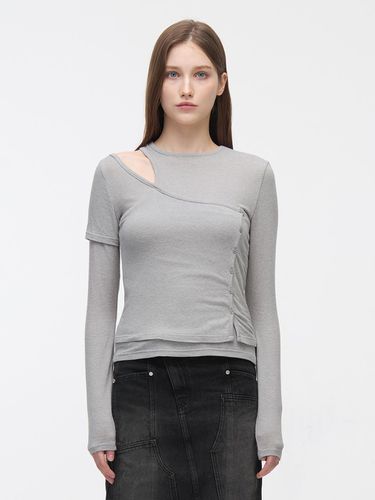 ONE SHOULDER LAYERED TOP - LIGHT GRAY - YUSE - Modalova