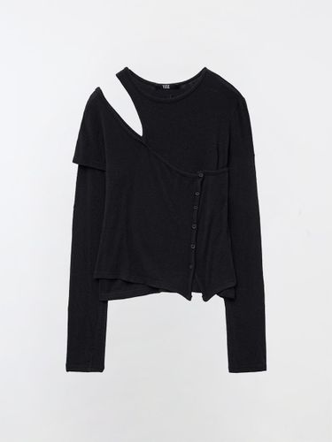 ONE SHOULDER LAYERED TOP - BLACK - YUSE - Modalova