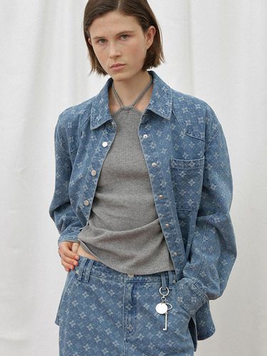 LEAF PATTERN SET-UP DENIM SHIRT(BL-4272) - Atelier Nain - Modalova