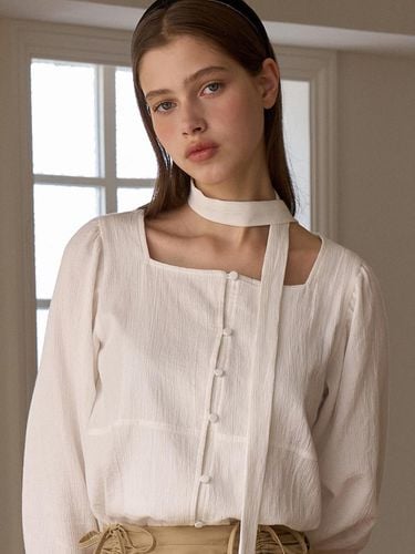 Square Tie Blouse White AD330 - EIGHT DAYS A WEEK - Modalova