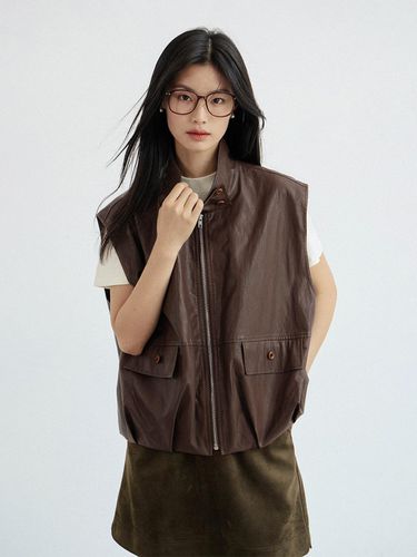 Cargo Loose Fit Leather Vest - LANGSON - Modalova