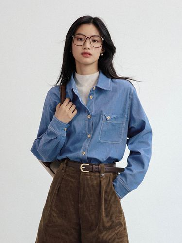 LS_Washed denim shirt_BLUE - LANGSON - Modalova