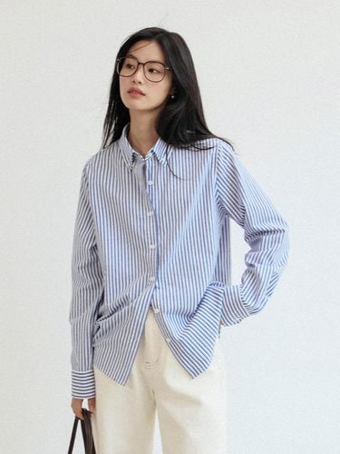 Blue-white Striped Loose Shirt - LANGSON - Modalova