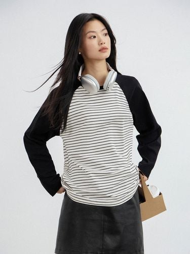 Loose Fit Striped Raglan Sleeve Top - LANGSON - Modalova