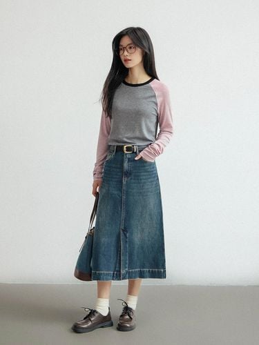 A-line Denim Slit Skirt - LANGSON - Modalova