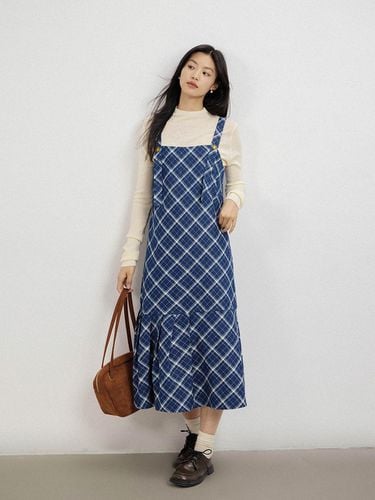 Blue Plaid Slip Dress - LANGSON - Modalova