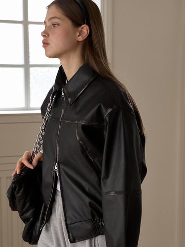 Washing Leather Bomber Jacket Black AD341 - EIGHT DAYS A WEEK - Modalova