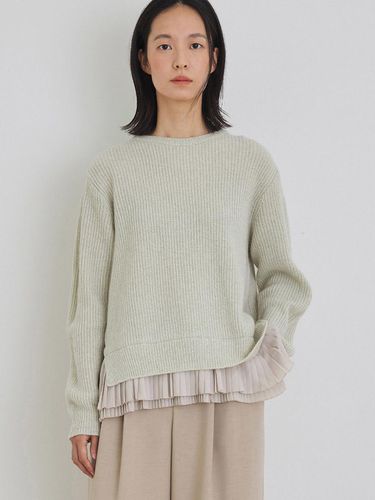 Fur pleats knit yellow beige - manuelle et guillaume - Modalova