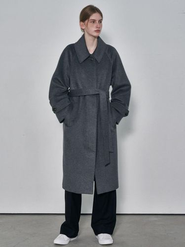 Wool Balmacaan Long Coat - Charcoal - MOTT - Modalova