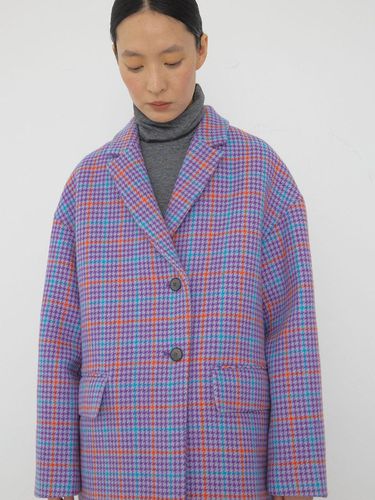 Lilac tartan check coat - manuelle et guillaume - Modalova