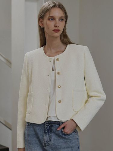 Belly Warm Tweed Jacket [Ivory] - DEHEVE - Modalova