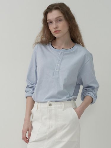 Henley Neck Boy Shirt - Sky Blue - MOTT - Modalova