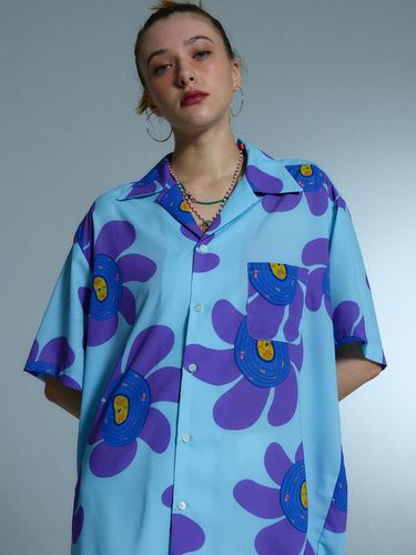 FLOWER VINYL HALF SHIRT BLUE - asif_CALIE - Modalova