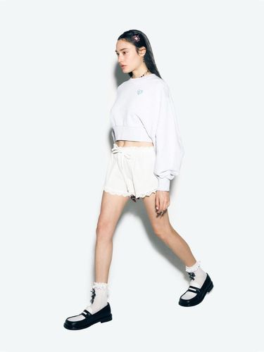 CROP SWEATSHIRT WHITE MELANGE - asif_CALIE - Modalova