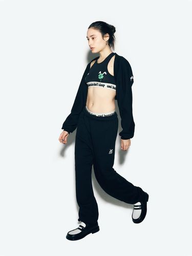 RIBBON JOGGER PANTS BLACK - asif_CALIE - Modalova