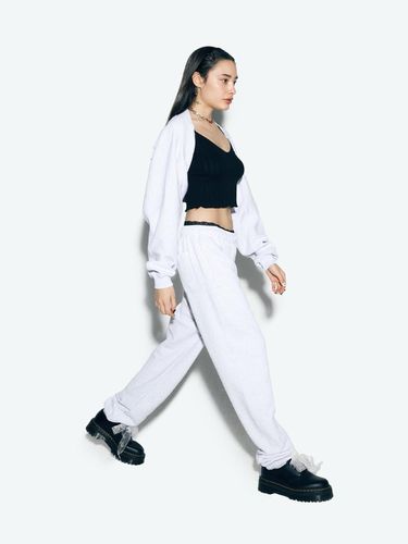 RIBBON JOGGER PANTS WHITE MELANGE - asif_CALIE - Modalova