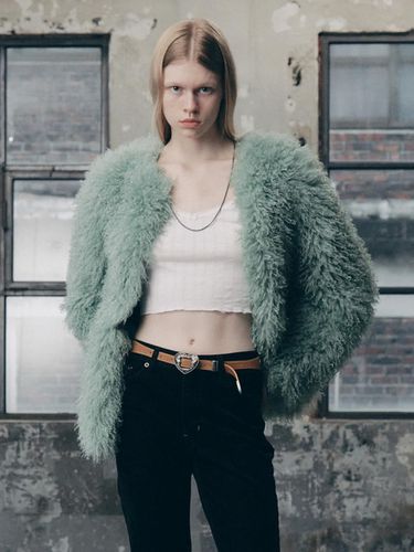 TAIL POINT FUR JACKET GREEN - asif_CALIE - Modalova