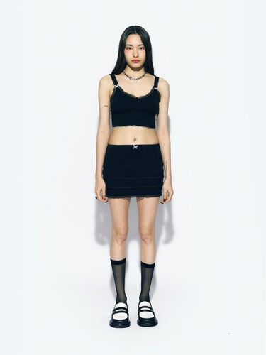 LACE LAYERED MINI SKIRT BLACK - asif_CALIE - Modalova