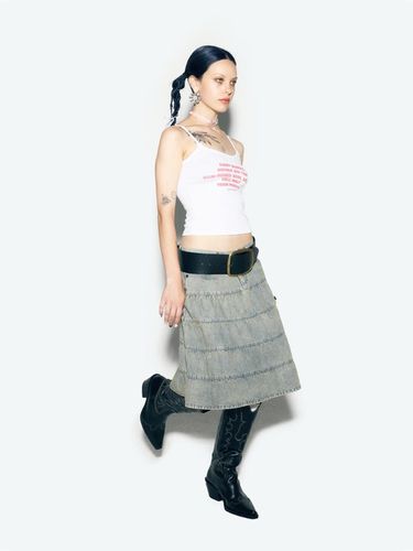 CALIE DENIM MIDI SKIRT BLUE - asif_CALIE - Modalova