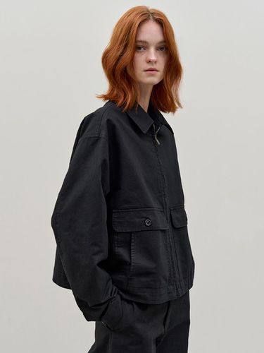 COTTON ZIP-UP BLOUSON JACKET_BLACK - Have&Have - Modalova