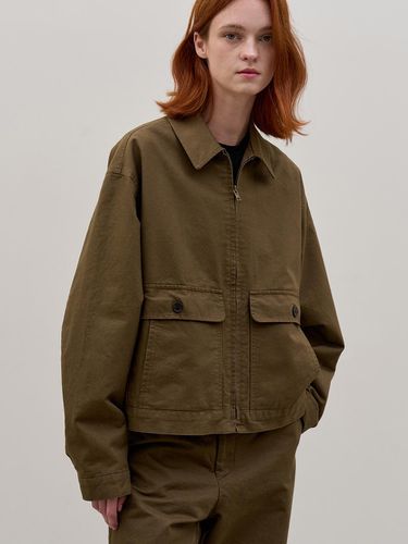 COTTON ZIP-UP BLOUSON JACKET_KHAKI BROWN - Have&Have - Modalova