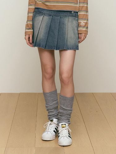 Low-waist unbalanced denim pleats mini skirt [ - KIRSH - Modalova