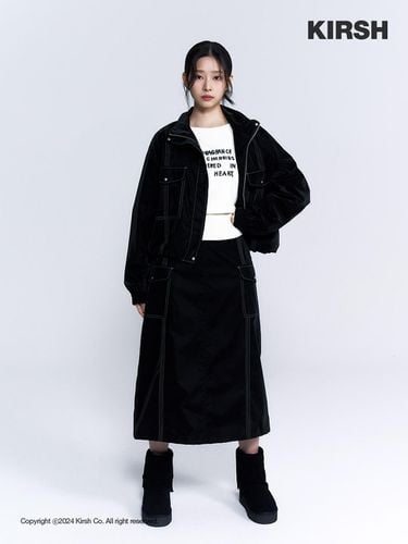 Collection Soft Velvet Woven Long skirt [Black] - KIRSH - Modalova