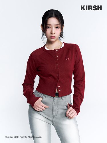 Small RED Snap Point Slim Cardigan [Dark Red] - KIRSH - Modalova