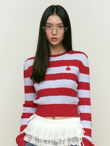 Small RED Stripe Cropped Knitwear [Red] - KIRSH - Modalova