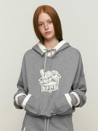 Graphic Fur Hoodie [Melange Gray] - KIRSH - Modalova