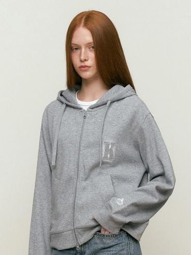 Applique Hooded Zip-Up [Melange Gray] - KIRSH - Modalova