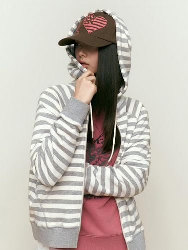 Stripe Hood Zip-Up [light brown] - KIRSH - Modalova