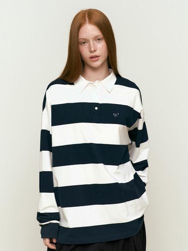 Stripe rugby loose fit T-shirt [Navy] - KIRSH - Modalova