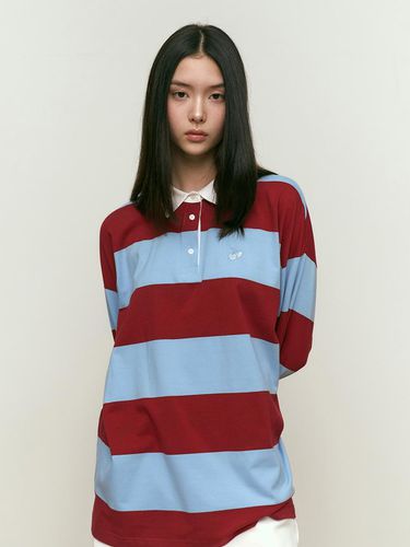 Stripe rugby loose fit T-shirt [Sky] - KIRSH - Modalova