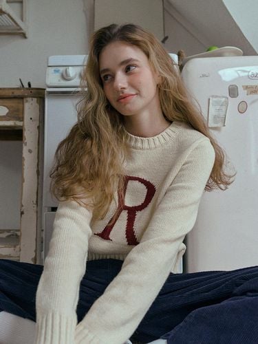 R classic knit pullover (Cream) - RAPHAEL - Modalova