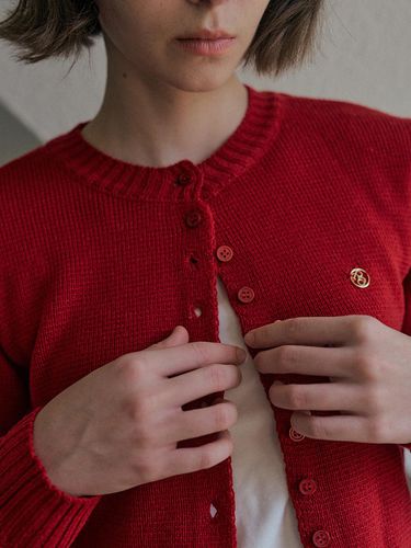 Botton slim mini cardigan (Red) - RAPHAEL - Modalova