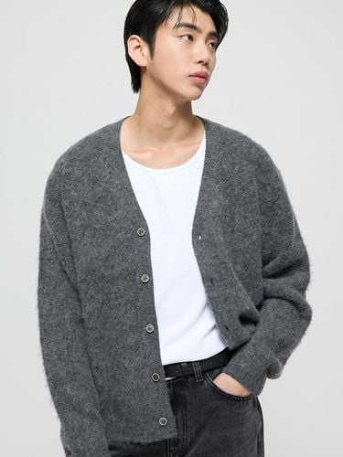 Grey oversized fit alpaca brushed cardigan - TNGT - Modalova