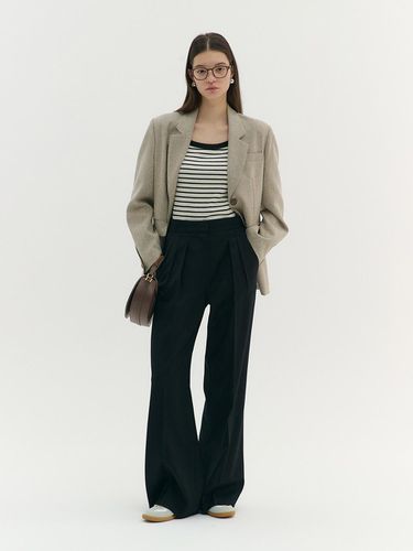 DOUBLE PLEATED WIDE WOOL PANTS ( black) - MOAT - Modalova