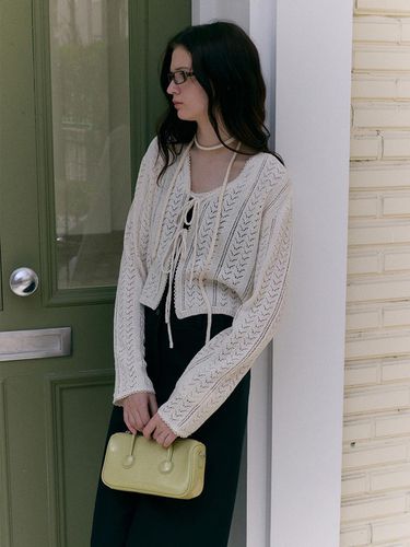 CROCHET KNIT CARDIGAN (cream ivory) - MOAT - Modalova