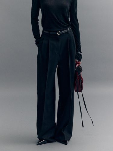 FOUND PLEATED WIDE PANTS ( black) - MOAT - Modalova