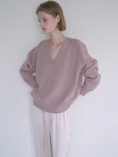 CASH MERINO WOOL V-NECK KNIT_MAUVE PINK - ovbeige - Modalova