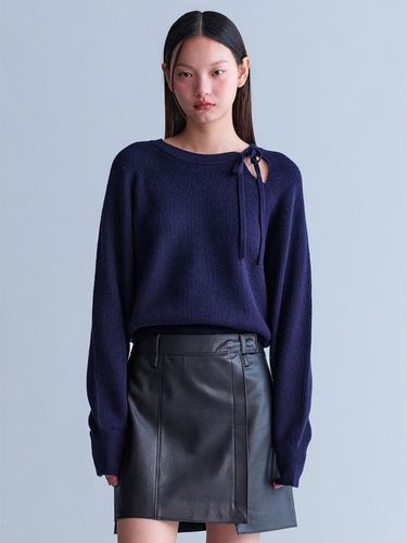 Slit Detail Knit Pullover - Navy - kuho plus - Modalova