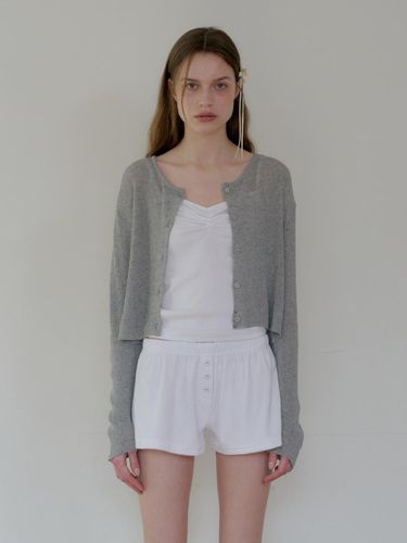 Exclusive] Basic Round Linen Cardigan - lettera - Modalova