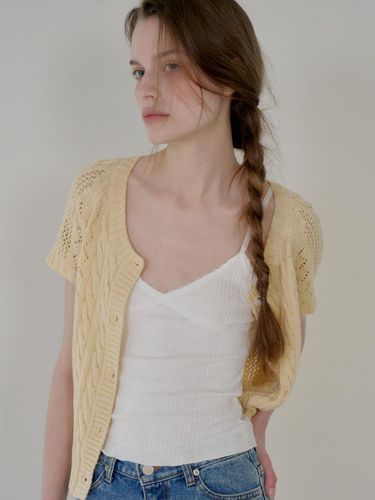 Punching Half Knit Cardigan - lettera - Modalova