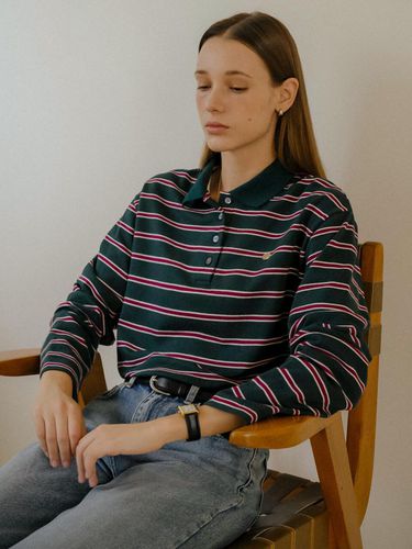 Cotton striped collar T-shirt_Green - KNOWN BETTER - Modalova